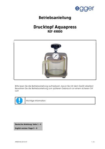Drucktopf Aquapress - Battery Benelux