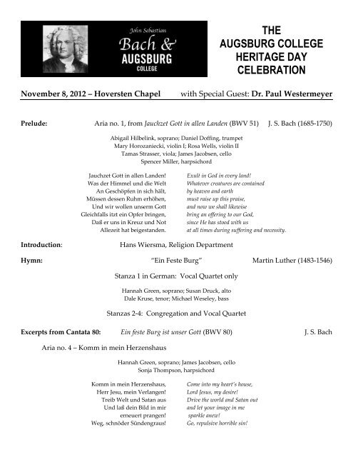 Heritage Day Program - Augsburg College