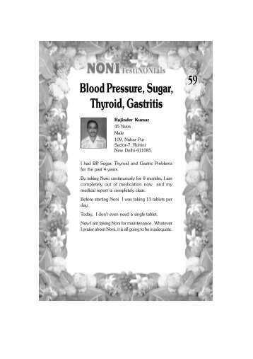 Blood Pressure, Sugar, Thyroid, Gastritis - World Noni Research ...