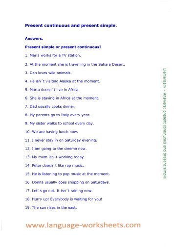 Present continuous and present simple. - Language worksheets