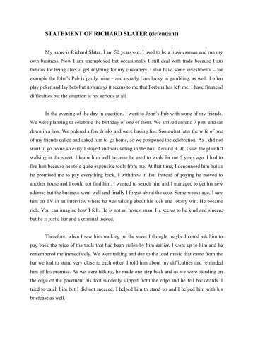 STATEMENT OF RICHARD SLATER (defendant)