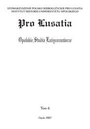 Pro Lusatia - Instytut Historii Uniwersytetu Opolskiego ...
