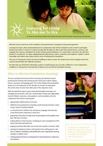 Learning for Living Newsletter Issue 2 - Ministry of Education