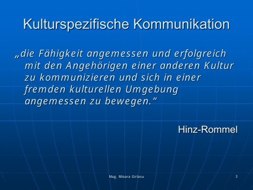 Kulturspezifische Kommunikation