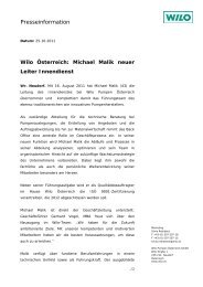 Wilo Österreich: Michael Malik neuer Leiter Innendienst