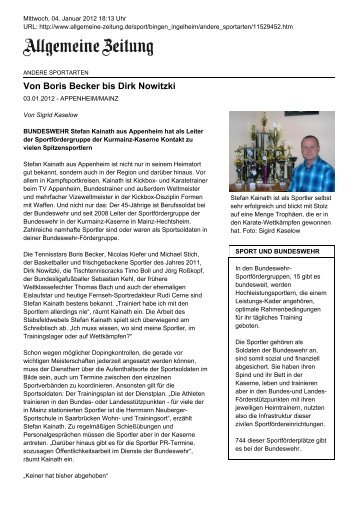 Allgemeine Zeitung - Druckansicht: Von Boris Becker bis Dirk Nowitzki