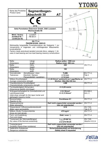 Segmentbogen- Abschnitt 30 AT - Ytong