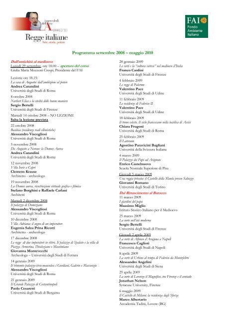 Scarica gli abstract delle lezioni del primo anno - Fai