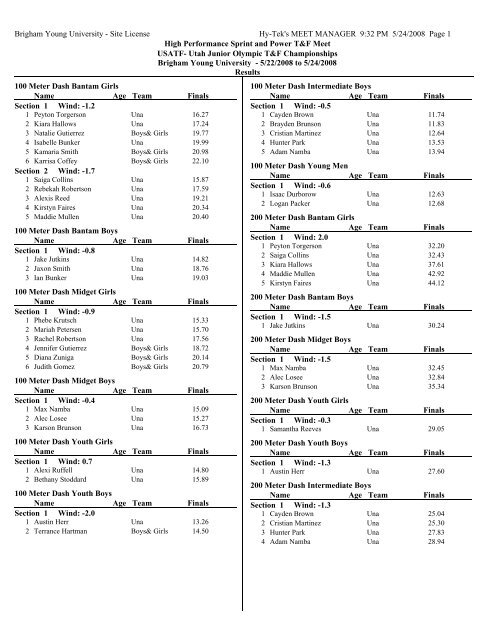 Complete Results pdf - BYU Track & Field