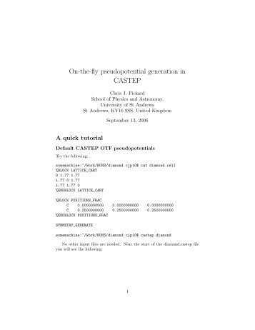 On-the-fly pseudopotential generation in CASTEP - CCPForge