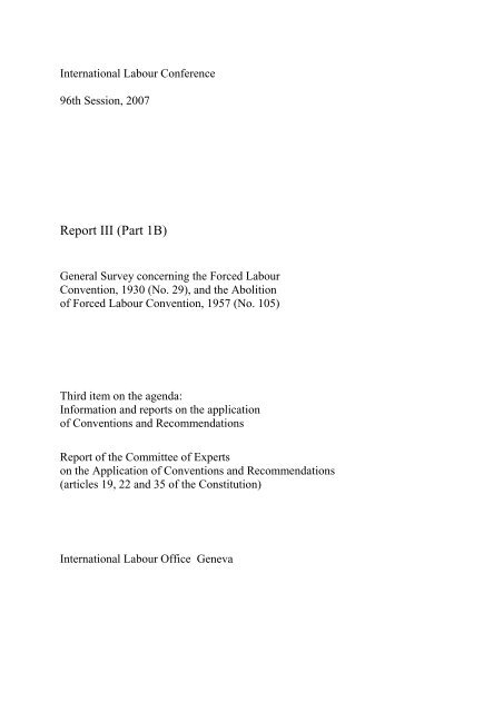 Report III (Part 1B) - International Labour Organization