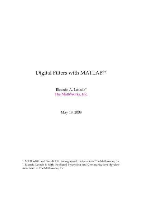 Digital Filters with MATLAB®∗ - MathWorks