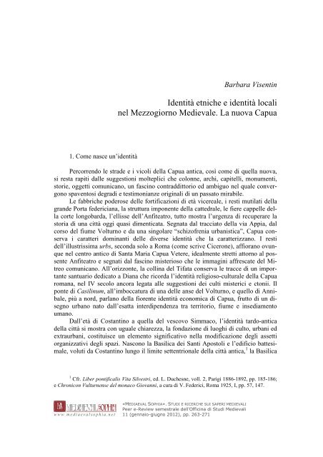 Art. VISENTIN - Capua medievale PDF def - Mediaeval Sophia