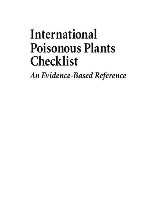 International Poisonous Plants Checklist : an Evidence-based ...