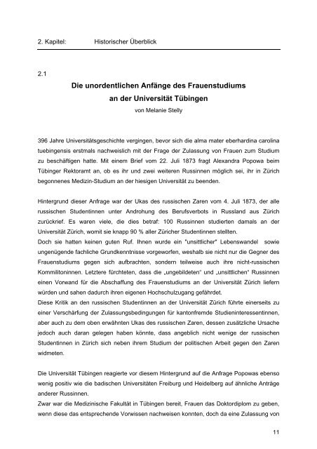 100 Jahre Frauenstudium an der Universität Tübingen