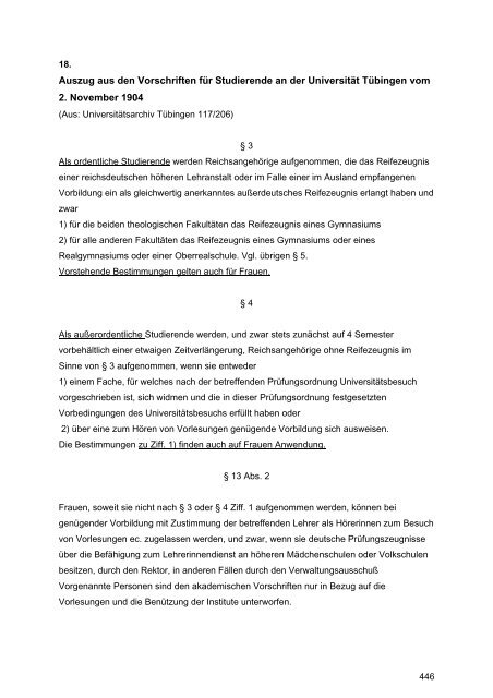 100 Jahre Frauenstudium an der Universität Tübingen