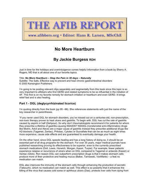 No More Heartburn - The AFIB Report