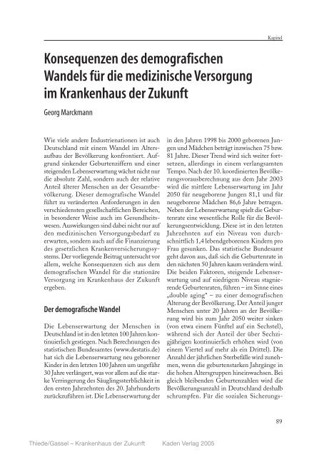 Marckmann G. Konsequenzen des demographischen Wandels für die