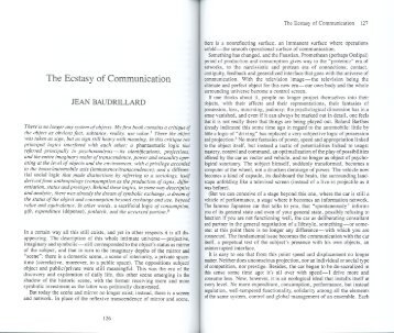 The Ecstasy of Communication – Baudrillard