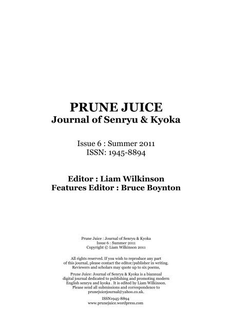 Prune Juice : Journal of Senryu & Kyoka