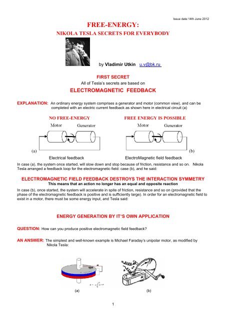 Nikola tesla freie energy generator