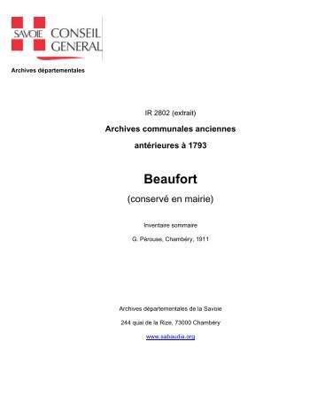 IR2802 Beaufort - Conseil Général de Savoie
