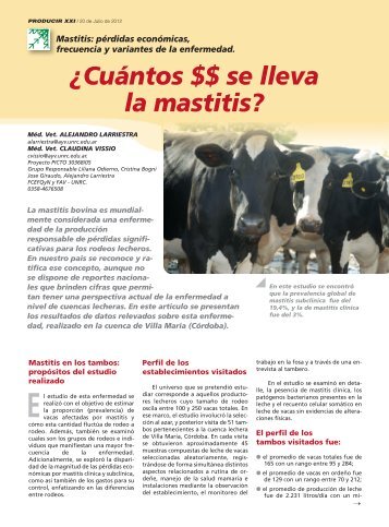 ¿Cuántos $$ se lleva la mastitis?