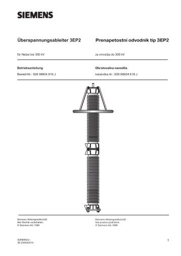 Überspannungsableiter 3EP2 Prenapetostni odvodnik tip ... - Siemens