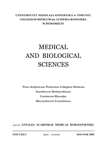 medical and biological sciences - Collegium Medicum - Uniwersytet ...