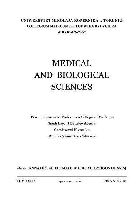 medical and biological sciences - Collegium Medicum - Uniwersytet ...