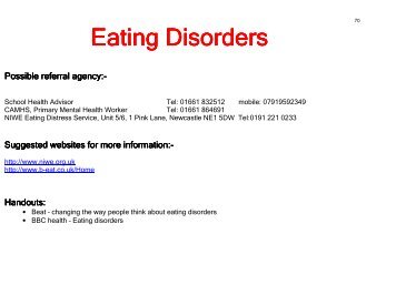 Eating Disorders Eating Disorders - Ovingham Middle School