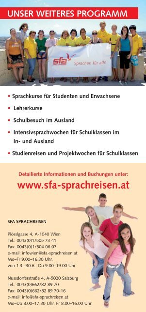 BIENVENUE! BENVENUTI! BIENVENIDO! - SFA Sprachreisen