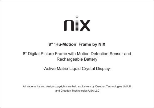 8 Inch Hu Motion Manual Pdf Nix Digital Frames