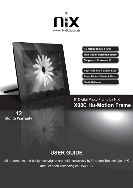 USER GUIDE X08C Hu-Motion Frame - Nix Digital Frames