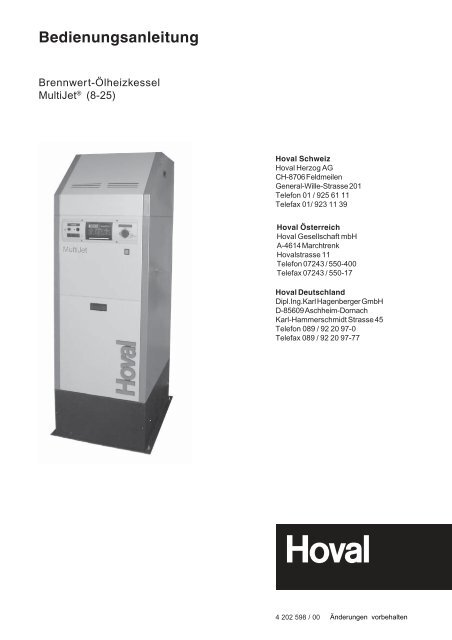 4 202 598 BA MultiJet8-25 M1-3.p65 - Hoval