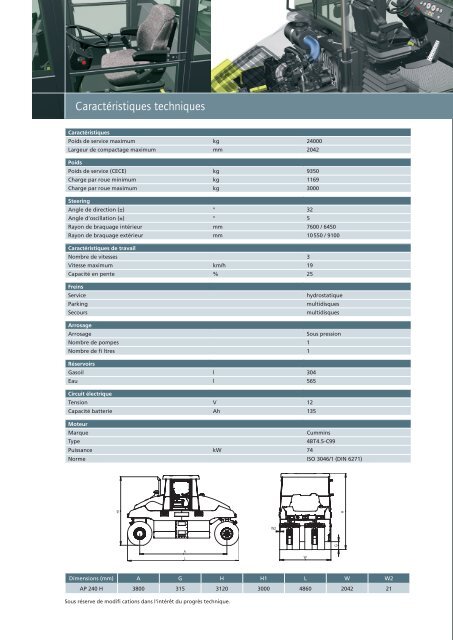Documentation, Compacteur à pneus AP 240H - Ammann