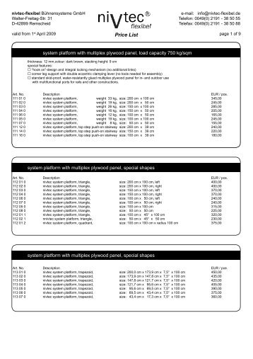 Nivtec pricelist 2009.cdr - Chameleon