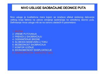 NIVO USLUGE SAOBAĆAJNE DEONICE PUTA