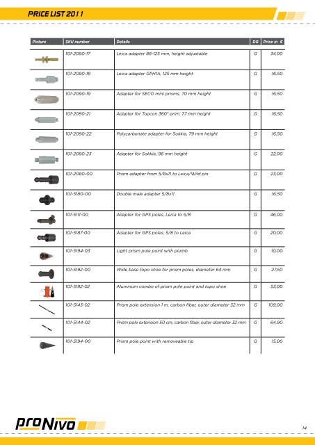 Price List 2011 - proNIVO