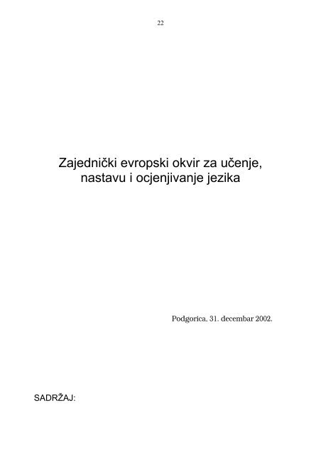 Zajednièki evropski okvir za uèenje, nastavu i ocjenjivanje jezika