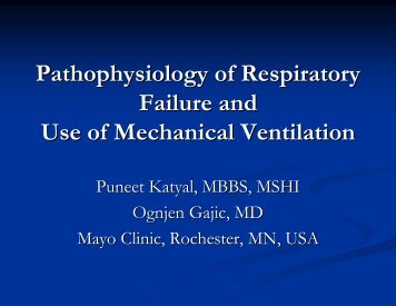 Pathophysiology of Respiratory Failure and Use of Mechanical ...