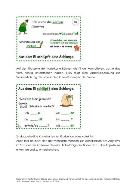 Wortarten Kartei – Einführung von Nomen, Verb und Adjektiv zur ...