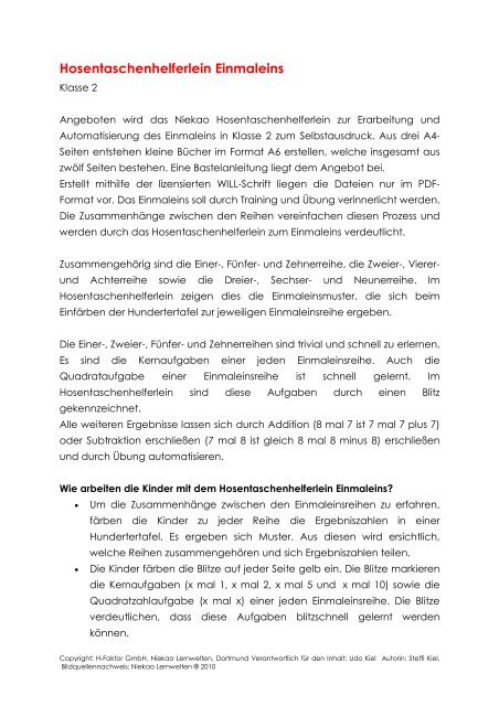 Detailbeschreibung Im Pdf Format Niekao Lernwelten