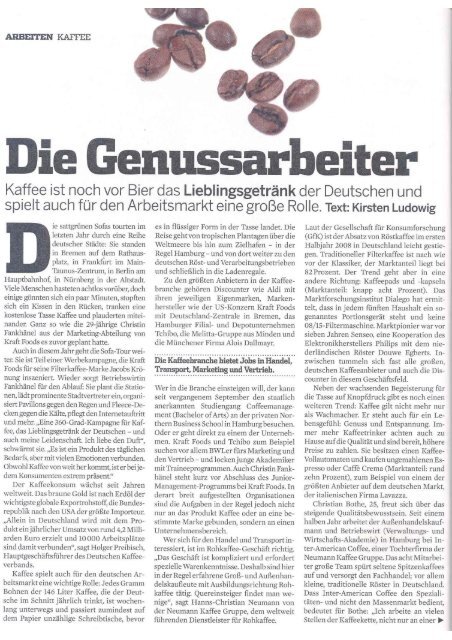 Die Genussarbeiter_Junge Karriere_03/2009 - Probat