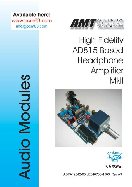 AD815 Headphone Amp Kit Datasheet