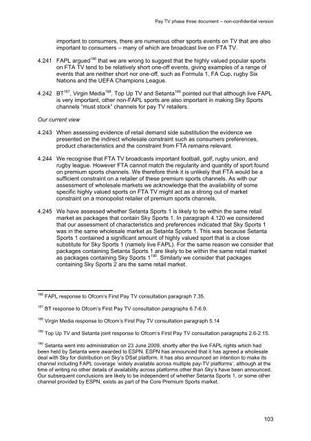 Pay TV phase three document - Stakeholders - Ofcom