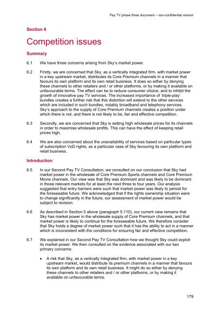 Pay TV phase three document - Stakeholders - Ofcom