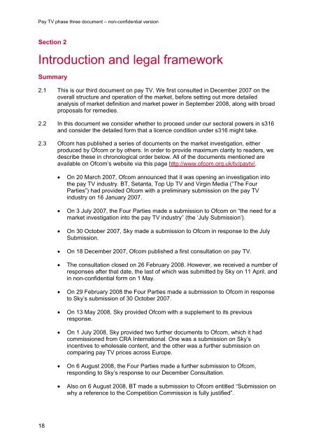 Pay TV phase three document - Stakeholders - Ofcom