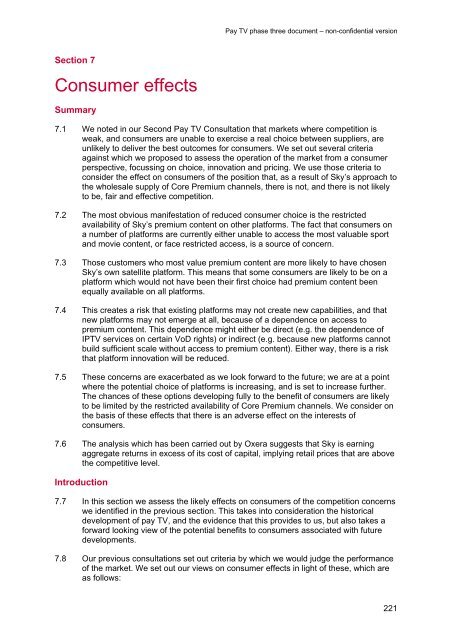 Pay TV phase three document - Stakeholders - Ofcom