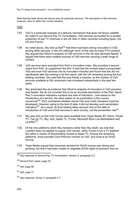 Pay TV phase three document - Stakeholders - Ofcom